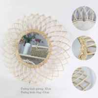 Miroir rond en rotin, décoration de maison, meubles en osier tissé, cadre en forme de miroir, Vanity, grande beauté