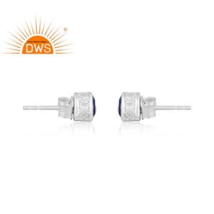 Pendientes de plata de ley 925 con diseño triangular de lapislázuli Natural, joyería para mujeres - Product Image 3