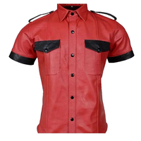 Uniforme de sécurité tendance pour homme, blouse en cuir de mouton noir contrastant de couleur rouge 2022