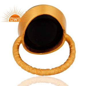 Bague de Cocktail en pierre précieuse, d'onyx noir, pour homme, bijou fait à la main, en argent Sterling plaqué or, vente en gros - Product Image 4