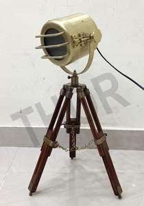 Foco de latón antiguo ajustable E26 Base diseño moderno lámpara de mesa trípode soporte de madera sala de estar dormitorio cocina pasillo - Product Image 2