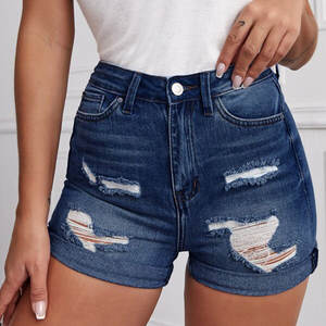 Women's Mid Waist Solid Denim <b>Shorts</b> Anti-Wrinkle Quick Dry Eco-Friendly Summer <b>Casual</b> Fashion Streetwear Ripped Variety Pack - Product Image 5