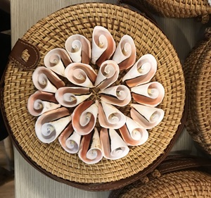 Sac à main vintage en rotin avec fermeture à bouton au design unique en coquillage Fabriqué au Vietnam - Product Image 1