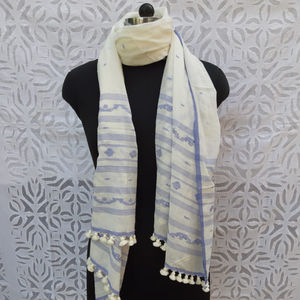 Bufanda Jamdani de algodón tejida a mano de lujo, envoltura de cuello de verano, Dupatta para mujer, ropa de calle informal y bufandas de playa - Product Image 2