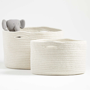 100% cotton rope handmade storage basket with hand-knitted rope design wholesale
