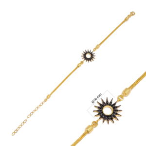 Sun Black Zircon Stone <b>Charm</b> <b>Bracelet</b> Handmade Wholesale Turkish 925 Sterling <b>Silver</b> Jewelry - Product Image 2