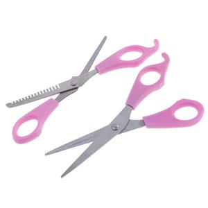 Ensemble de 2 ciseaux amincissants à manche en plastique pour couper les cheveux Ciseaux de coiffeur à lame en acier approuvés CE pour une utilisation en salon Rasoir pour le visage - Product Image 5