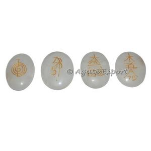 Ensemble de sphères de pierres précieuses ovales en agate blanche Usui Reiki naturelles pour la décoration de la maison avec des styles religieux et amoureux - Product Image 1