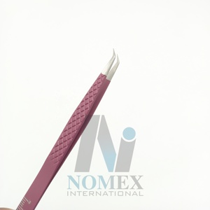 Pinzas de 45 grados recubiertas de Color púrpura de la mejor calidad con escala de medición en puntos pulidos inferiores Pinzas de pestañas personalizadas - Product Image 4