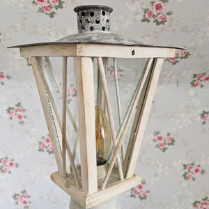 Shabby Chic Wooden <b>Lantern</b> Tabletop Home Decor Rectangle Indoor Living Room Durable - Product Image 1