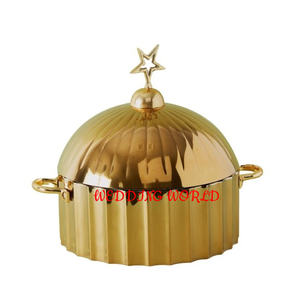 Marmite en métal fantaisie et élégante Casserole de créateur faite à la main de haute qualité Forme ronde Nouveau chauffe-plats en métal de luxe - Product Image 2