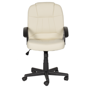 Chaise de bureau ergonomique pour ordinateur de bureau avec dossier moyen, pivotante, avec base en PP, Carmen 6080 PU noir, beige, crème - Product Image 6