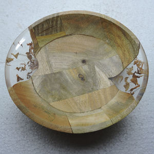 Nouveau design écologique Offre Spéciale bol à salade en bois et en résine bol à mélanger les fruits de forme ronde bol en bois et en résine - Product Image 3