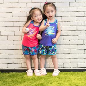 2020 New Design Casual Crew Neck Gray Dolphin <b>Shorts</b> 2pc Colorful Tank Top 100% Polyester Kids Active Wear for Toddlers <b>Girls</b> - Product Image 6