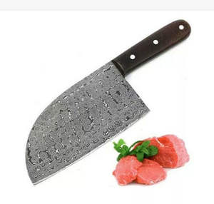 Couperet de cuisine en acier damas personnalisé de la meilleure qualité couteau hachoir motif goutte de pluie lame tranchante fixe avec manche en micarta cadeau - Product Image 1