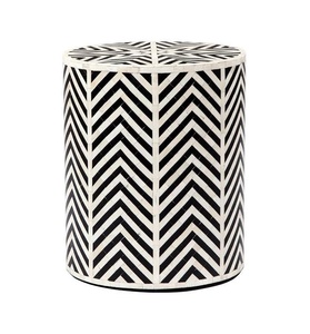 Best Quality Modern Bone Inlay <b>Bedside</b> <b>Table</b> in <b>Black</b> Living Room Furniture with Bone Resin & Wood Materials - Product Image 1