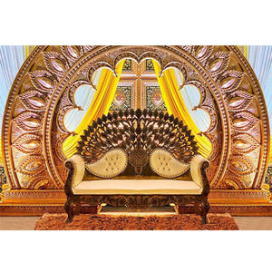 Canapé de Style paon de mariage srilankan canapé sculpté en métal de paon pour les mariages du sud canapé de scène de paon d'or pour les mariages - Product Image 1