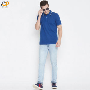 Polo azul con logotipo bordado personalizado para hombre, Camiseta lisa de manga corta con estampado 3D de manga larga para golf, camiseta en blanco - Product Image 3