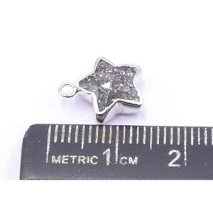 Pendentif en pierre de soleil noire de 14 à 16 mm avec bélière en forme d'étoile plaqué argent pour la fabrication de bijoux - Product Image 2