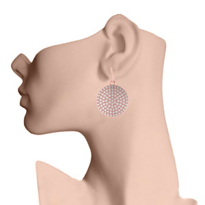 Pendientes de plata de ley 925 con disco de diamante pavé, joyería de oro de 14k hecha a mano para mujer, venta al por mayor - Product Image 4