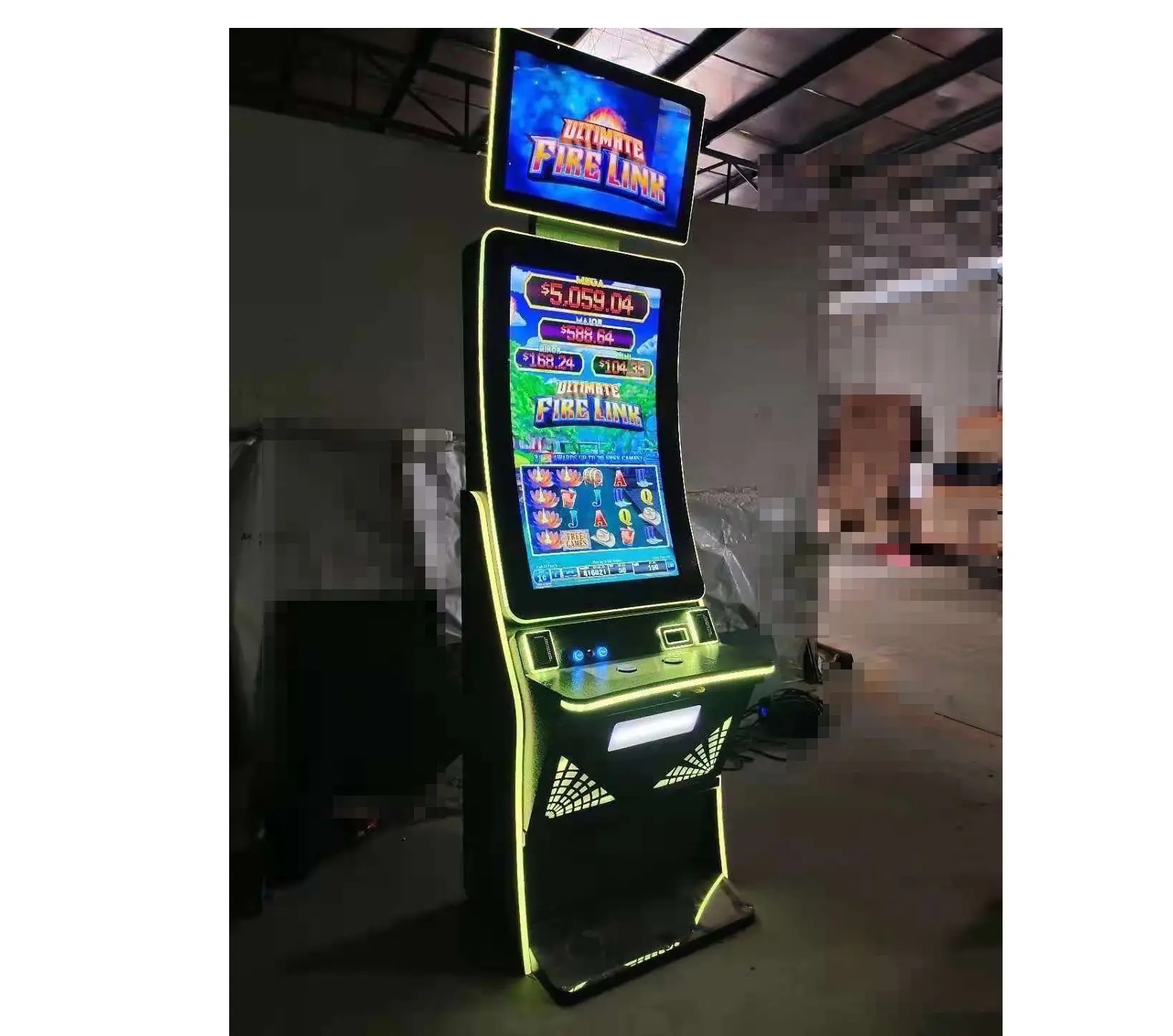 Fuoco di Collegamento di Gioco Dual Arcade Video di Tocco Dello Schermo di Slot Machine con il Disegno di Legge Accettori