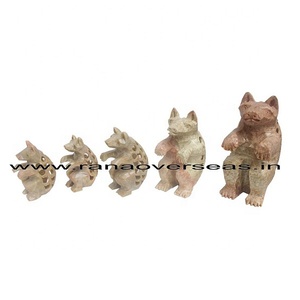 24 Figurines ours en pierre de savon avec motif Jali, décoration de bureau, d'hôtel et de Restaurant - Product Image 1