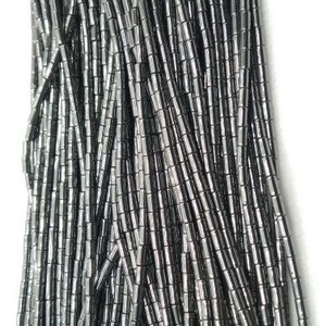 Natural Grey Hematite Tube Shape <b>Beads</b> 6mm Round Pattern with <b>Silver</b> Colour <b>Silver</b> Grey Natural Hematite <b>Beads</b> - Product Image 2