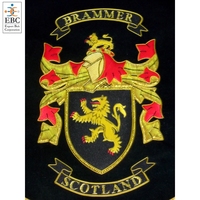 Drapeau à fanions brodé en fil de bullion en gros avec frange dorée, drapeaux de cérémonie brodés à la main de haute qualité, bannières OEM
