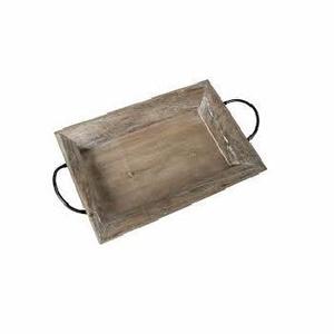 Plateau de service de cuisine rectangulaire au design vintage fait à la main en bois et en métal pour la maison plateau de service alimentaire décoratif en gros - Product Image 6