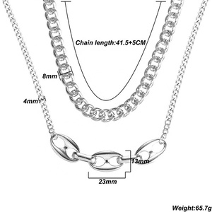 Collana donna donna con catena a maglie in <span class=keywords><strong>acciaio</strong></span> <span class=keywords><strong>chirurgico</strong></span> all'ingrosso personalizzata - Product Image 2