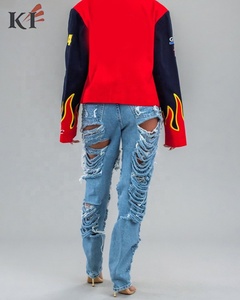 KEVEN IMPEX Jeans de Mezclilla Teñida Lisa con Botones Personalizados, Cintura Media, Corte Recto, Pantalones Casuales Transpirables de Secado Rápido - Product Image 6