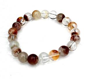 Gemstone Round Beads <b>Stretch</b> <b>Bracelet</b> Phantom Quartz Crystal <b>Bracelets</b>, Bangles Stretchable Nylon Cord Smooth Round 8 Mm - Product Image 5