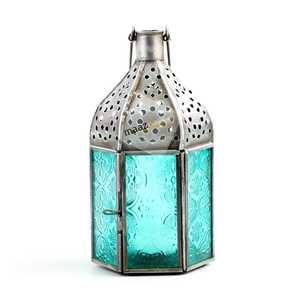 Exquisite Moroccan-Inspired Tealight <b>Lantern</b> Small Golden Metal Design Vibrant Glass Accents for Home Decor Christmas Candle - Product Image 3