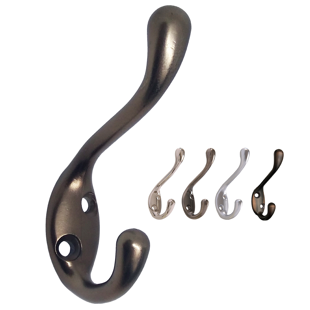 Double Prong Hook Wall Mounted Hooks for Hanging Coat and Hat