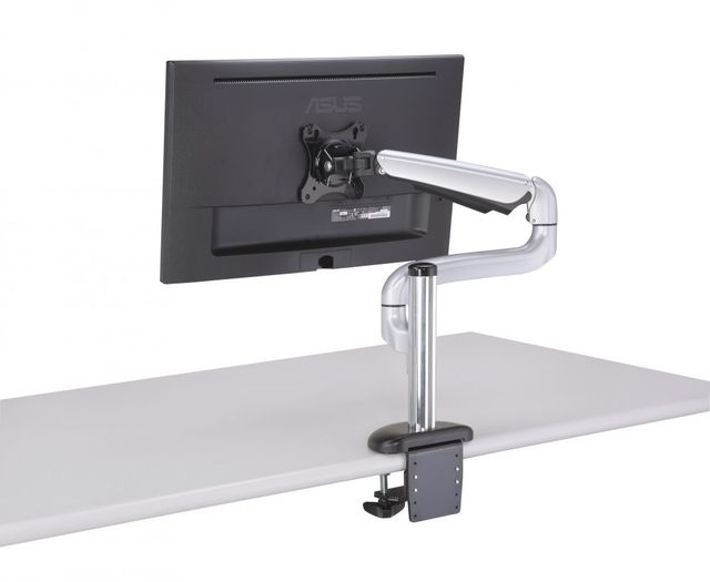 Height Adjustable Aluminum Gas Spring Single Arm Monitor Support Base Pole Sliding Tracks VESA 75x75/100x100mm 24" 360 Stock FCC