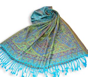 Chal Pashmina de Jacquard de Viscosa de Longitud Larga con Patrón Jamavar, Estilo Cuadrado, Diseño Reversible, Transpirable para Otoño - Product Image 6