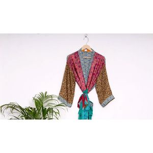 ชุดคลุมยาวสำหรับผู้หญิงขนาดฟรีไซส์ชุดคลุมกิโมโนผ้าไหมหรูหราหรูหราสำหรับฤดูใบไม้ผลิฤดูร้อนสไตล์โบฮีเมียนสไตล์อินเดียวันวาเลนไทน์ - Product Image 3