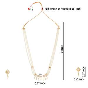 Indian Jewelry Set CZ Cubic Zirconia Faux Pearl Multicolor Layered Strand Beaded <b>Choker</b> Necklace Earrings Set - Product Image 2