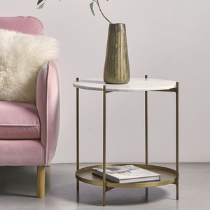 <b>Round</b> Marble & Brass <b>Side</b> <b>Table</b> - Product Image 1