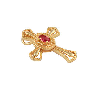 Designer DIY Pendentif Plaqué Or Plus Forme Rose Fuchsia Pierre Précieuse À La Main Bijoux Pour Femmes En Gros En Laiton Résultats Fournitures - Product Image 2