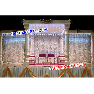 Mandap et toile de fond de mariage traditionnels portables professionnels en fibre de lotus ronde pour mariage indien avec chaises Perth - Product Image 1