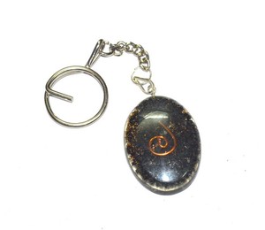 Best Value of Black Tourmaline Oval Orgone <b>Keyrings</b> : Black Tourmaline Oval Orgone <b>Keyrings</b> for Sale - Product Image 1