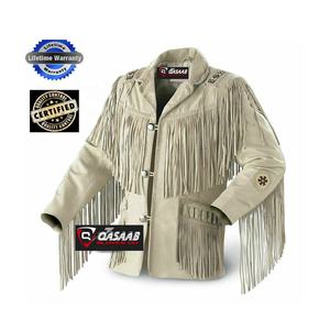 Brown-Western Fringes <b>Men's</b> Cowboy Horse Riding <b>Suede</b> Leather <b>Jacket</b> - Product Image 4