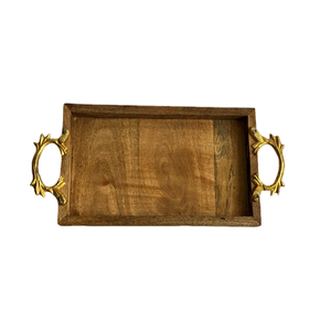 <b>Wooden</b> Serving Dry Fruits Tray With Brass Handles Exclusive Quality Sweets Dates Serving Tray For Home Usage - Product Image 1