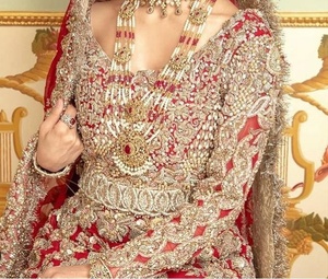 Vestido de Novia Indio y Pakistaní Elegante y Atractivo de 2019, Largo hasta el Suelo, con Bordado Intenso, Estilo Lehenga con Cola - Product Image 1