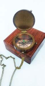 Brújula de barco de latón grabado antiguo náutico de alta calidad al por mayor con caja de madera - Product Image 3