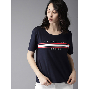 Camiseta de algodón con estampado personalizado para mujer, camisetas lisas de manga corta con cuello redondo - Product Image 1