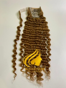 แฮร์พีซเทปยืดผมลอนยาวตรงนุ่มสลวยพร้อมเชือกรัดผมหางม้าสีสันสดใสปราศจากสารเคมีจากเวียดนาม - Product Image 2