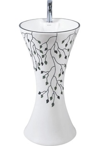 Piédestal de lavabo de support d'évier de Lavabo d'art moderne pour la maison hôtel noir blanc couleur en céramique mélangeur d'eau produits sanitaires - Product Image 5