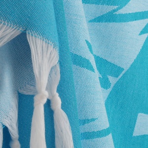 Palm Tree Patterned Tropical Style <b>Sunbed</b> Beach Bath <b>Towel</b> Fashion Patented Design Private Label 100% Cotton Peshtemal Tassels - Product Image 3